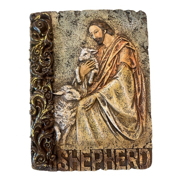 Vintage Other - Vintage Shepherd Wall Plaque with Gold Accents